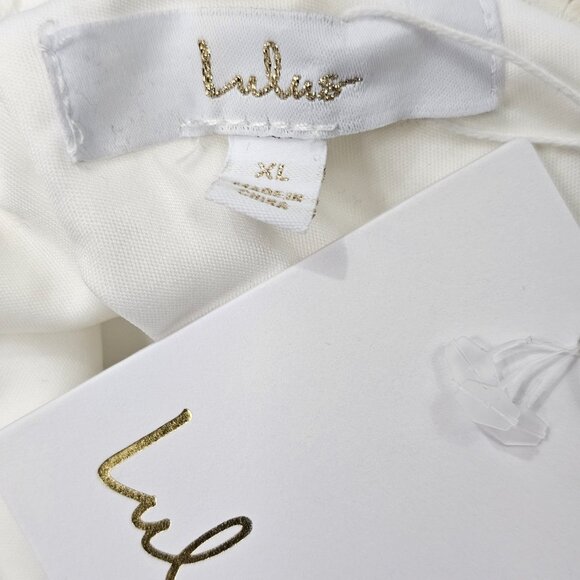 Lulus Women's Ivory Lace Long Puff Sleeve Cropped Blouse Size XL NWT - Picture 10 of 15